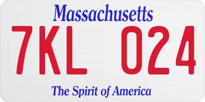 MA license plate 7KL024
