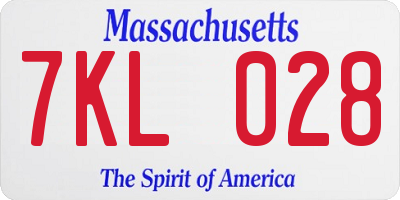 MA license plate 7KL028
