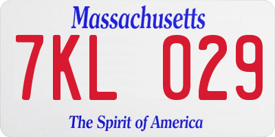 MA license plate 7KL029