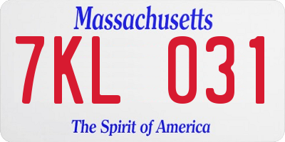 MA license plate 7KL031