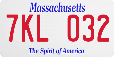 MA license plate 7KL032