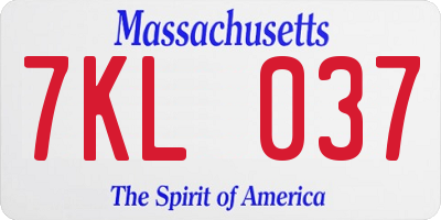 MA license plate 7KL037