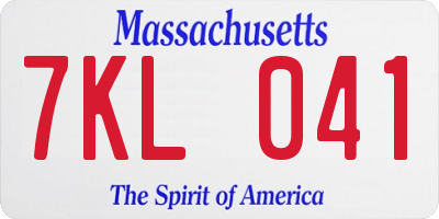 MA license plate 7KL041