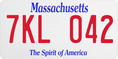 MA license plate 7KL042