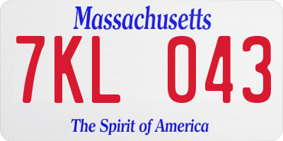 MA license plate 7KL043