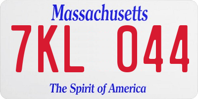 MA license plate 7KL044