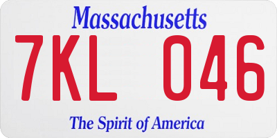 MA license plate 7KL046