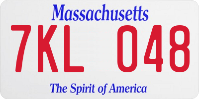 MA license plate 7KL048