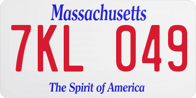 MA license plate 7KL049