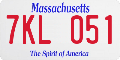 MA license plate 7KL051