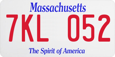 MA license plate 7KL052