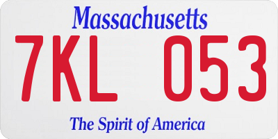 MA license plate 7KL053