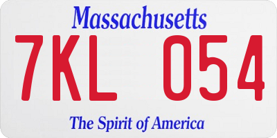 MA license plate 7KL054