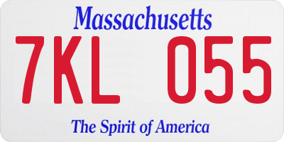 MA license plate 7KL055