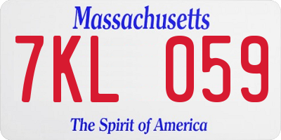 MA license plate 7KL059