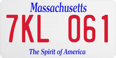 MA license plate 7KL061