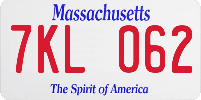 MA license plate 7KL062