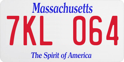 MA license plate 7KL064