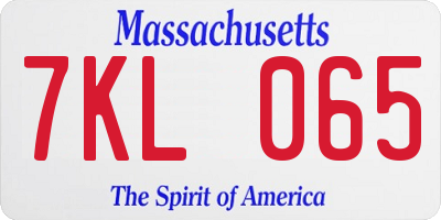 MA license plate 7KL065