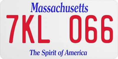 MA license plate 7KL066