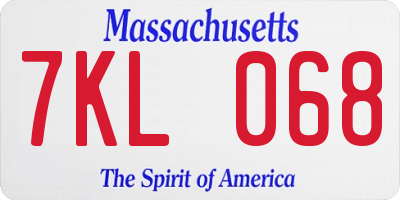 MA license plate 7KL068
