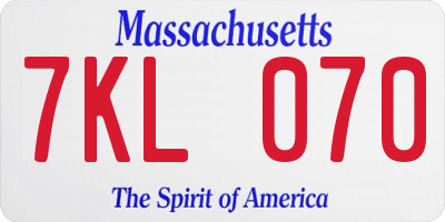 MA license plate 7KL070