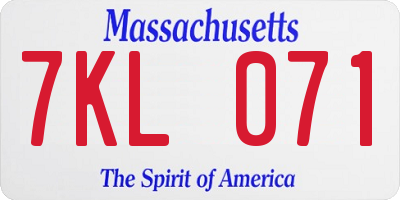 MA license plate 7KL071