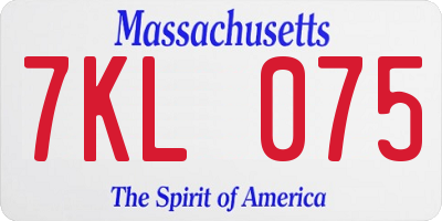 MA license plate 7KL075