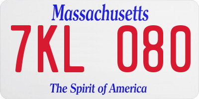 MA license plate 7KL080