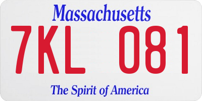 MA license plate 7KL081