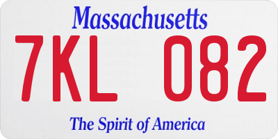 MA license plate 7KL082
