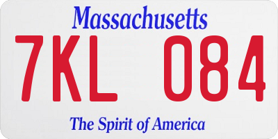 MA license plate 7KL084