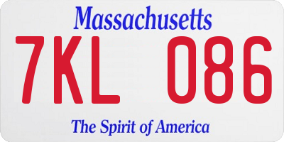 MA license plate 7KL086