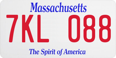 MA license plate 7KL088