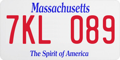 MA license plate 7KL089