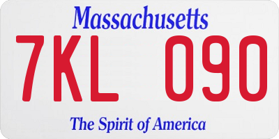 MA license plate 7KL090