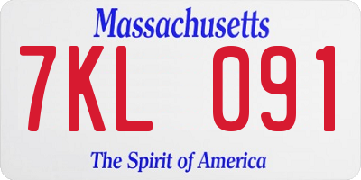 MA license plate 7KL091