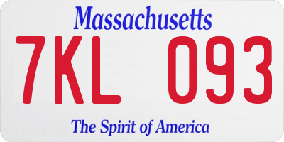 MA license plate 7KL093