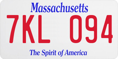 MA license plate 7KL094