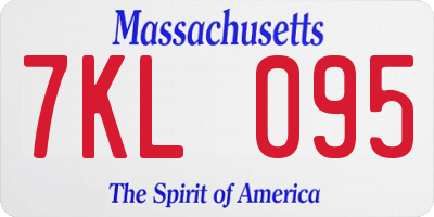 MA license plate 7KL095