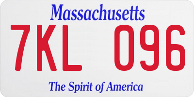 MA license plate 7KL096