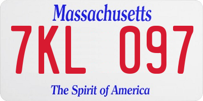 MA license plate 7KL097