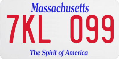MA license plate 7KL099