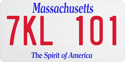MA license plate 7KL101