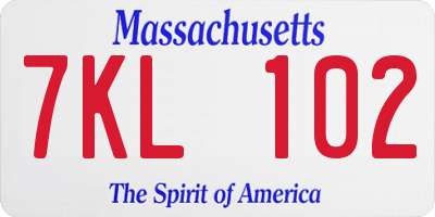 MA license plate 7KL102