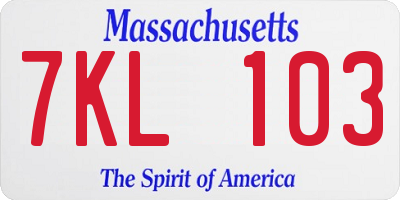 MA license plate 7KL103