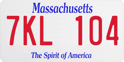 MA license plate 7KL104