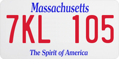 MA license plate 7KL105