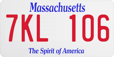 MA license plate 7KL106