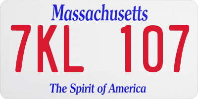 MA license plate 7KL107